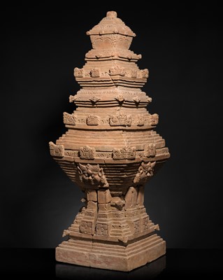 Lot 224 - A MAJAPAHIT TERRACOTTA MODEL OF A TEMPLE, CHANDI