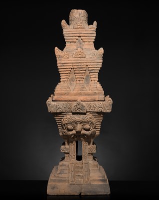 Lot 223 - A MAJAPAHIT TERRACOTTA MODEL OF A TEMPLE, CHANDI