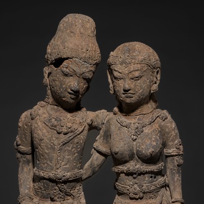 Lot 199 - A MAJAPAHIT TERRACOTTA FIGURE OF A ROYAL COUPLE