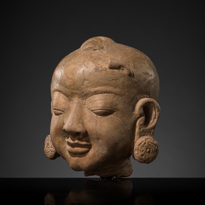 Lot 291 - A MAJAPAHIT TERRACOTTA HEAD OF A YOUNG BOY