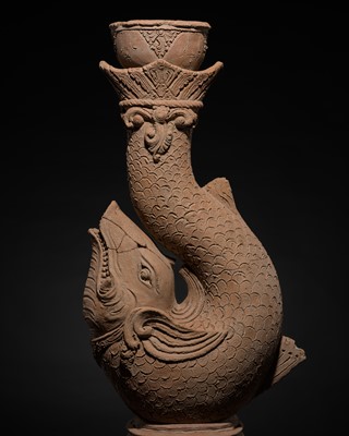 Lot 221 - A MAJAPAHIT TERRACOTTA FIGURE OF A MAKARA