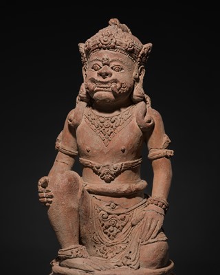 Lot 211 - A MAJAPAHIT TERRACOTTA FIGURE OF HANUMAN