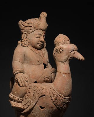 Lot 205 - A MAJAPAHIT TERRACOTTA FIGURE OF KARTTIKEYA SKANDA