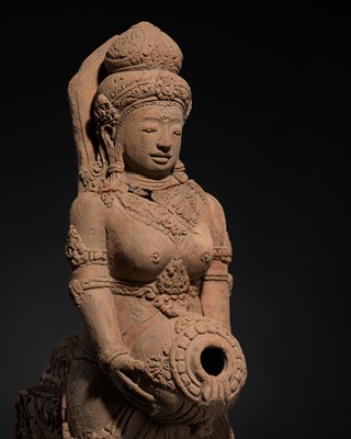 Lot 200 - A MAJAPAHIT TERRACOTTA APSARA JALADVARA, WATER FOUNTAIN