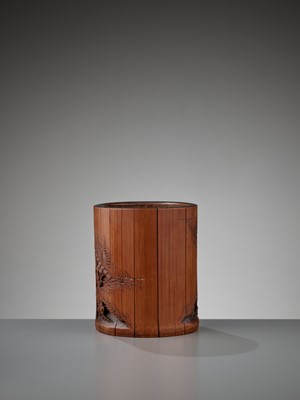 Lot 541 - A RETICULATED BAMBOO ‘SEVEN SAGES’ BRUSH POT, BITONG, MID-QING