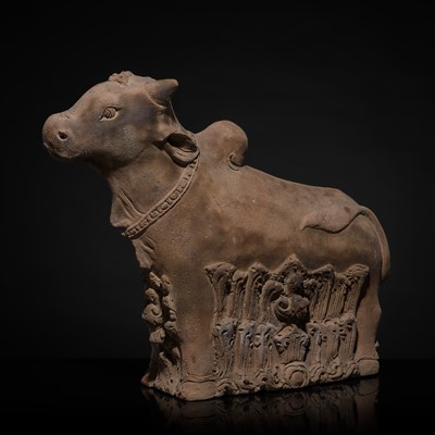 Lot 218 - A MAJAPAHIT TERRACOTTA FIGURE OF THE SACRED BULL NANDI