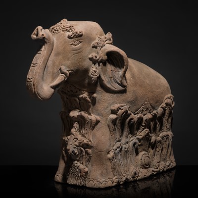 Lot 216 - A MAJAPAHIT TERRACOTTA FIGURE OF AIRAVATA ELEPHANT