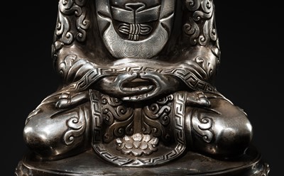 Lot 36 - A RARE SILVER FIGURE OF BUDDHA AMITABHA, TIBET OR MONGOLIA, 18TH-19TH CENTURY