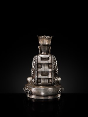 Lot 36 - A RARE SILVER FIGURE OF BUDDHA AMITABHA, TIBET OR MONGOLIA, 18TH-19TH CENTURY