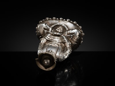 Lot 36 - A RARE SILVER FIGURE OF BUDDHA AMITABHA, TIBET OR MONGOLIA, 18TH-19TH CENTURY