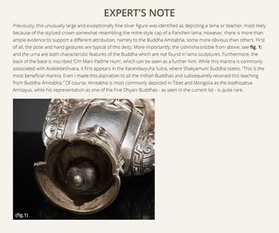 Lot 36 - A RARE SILVER FIGURE OF BUDDHA AMITABHA, TIBET OR MONGOLIA, 18TH-19TH CENTURY