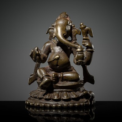 Lot 217 - A COPPER ALLOY FIGURE OF GANESHA, PALA PERIOD, 12TH CENTURY