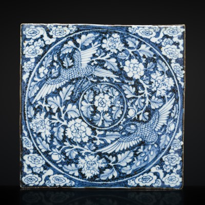 Lot 512 - A RARE BLUE AND WHITE ‘PHOENIX’ TILE, LATE MING DYNASTY