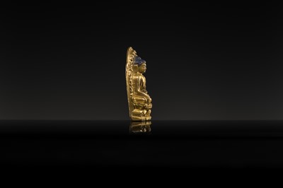 Lot 275 - A GILT-BRONZE VOTIVE PLAQUE OF BUDDHA AKSHOBHYA, TIBET, 18TH CENTURY