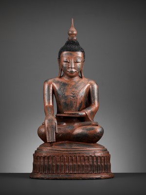 Lot 775 - A LARGE BURMESE DRY-LACQUER SCULPTURE OF BUDDHA