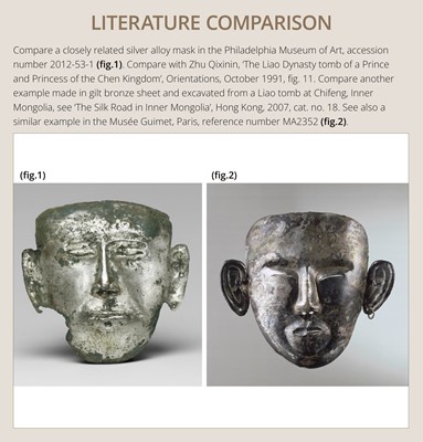 Lot 87 - A GILT SILVER FUNERARY MASK OF A NOBLEMAN, LIAO DYNASTY