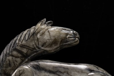 A GREY AND BLACK JADE ‘HORSE’ APPLIQUÉ, MING DYNASTY