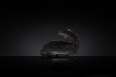 A GREY AND BLACK JADE ‘HORSE’ APPLIQUÉ, MING DYNASTY