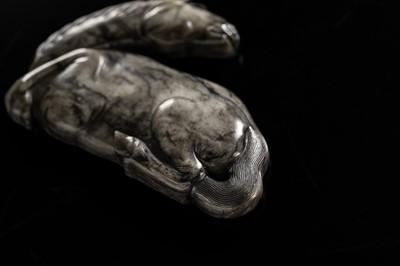 A GREY AND BLACK JADE ‘HORSE’ APPLIQUÉ, MING DYNASTY