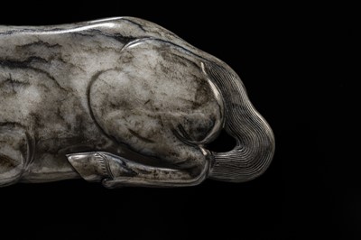 A GREY AND BLACK JADE ‘HORSE’ APPLIQUÉ, MING DYNASTY