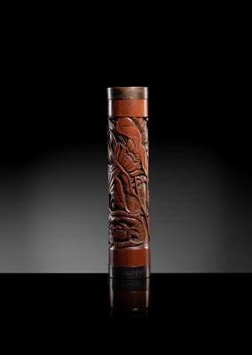 A RETICULATED BAMBOO ‘CRAB ON LOTUS’ INCENSE HOLDER, 17TH-18TH CENTURY