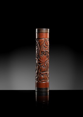 A RETICULATED BAMBOO ‘CRAB ON LOTUS’ INCENSE HOLDER, 17TH-18TH CENTURY