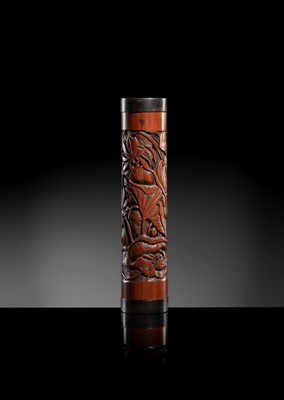 A RETICULATED BAMBOO ‘CRAB ON LOTUS’ INCENSE HOLDER, 17TH-18TH CENTURY