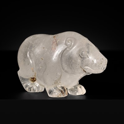 Lot 109 - A RARE ROCK CRYSTAL FIGURE OF A BEAR, WESTERN HAN DYNASTY