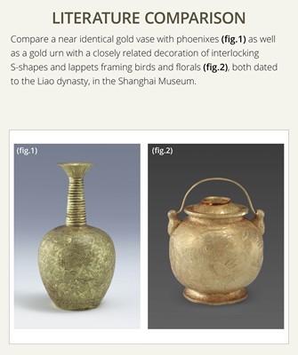 Lot 181 - AN EXCEEDINGLY RARE AND IMPORTANT GOLD ‘PHOENIX’ VASE, TANG-LIAO DYNASTY