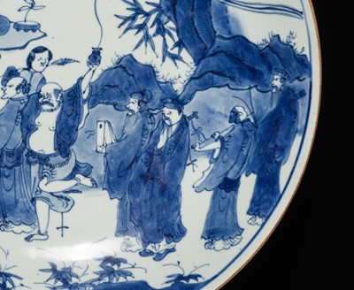 A LARGE BLUE AND WHITE ‘DAOIST IMMORTALS’ DISH, SHUNZHI PERIOD