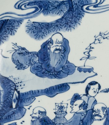 A LARGE BLUE AND WHITE ‘DAOIST IMMORTALS’ DISH, SHUNZHI PERIOD