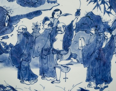 A LARGE BLUE AND WHITE ‘DAOIST IMMORTALS’ DISH, SHUNZHI PERIOD