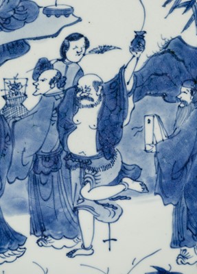A LARGE BLUE AND WHITE ‘DAOIST IMMORTALS’ DISH, SHUNZHI PERIOD