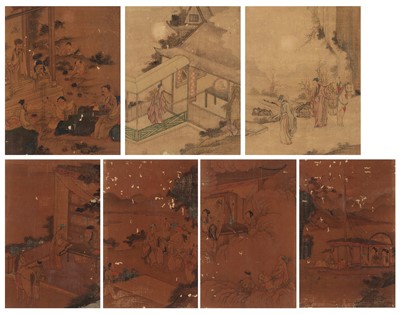 Lot 646 - AN ALBUM WITH NINE FIGURAL SCENES, QING DYNASTY