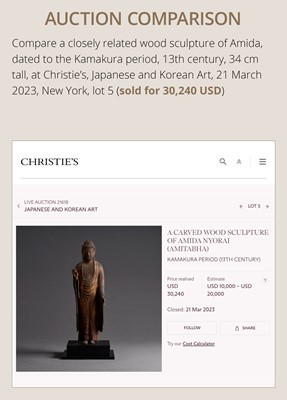 A CARVED WOOD SCULPTURE OF AMIDA NYORAI (AMITABHA), KAMAKURA PERIOD