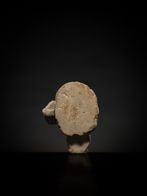 Lot 32 - AN INDURATED LIMESTONE FIGURE OF A WINGED SCARAB, KHEPRI, MIDDLE KINGDOM TO LATE PERIOD
