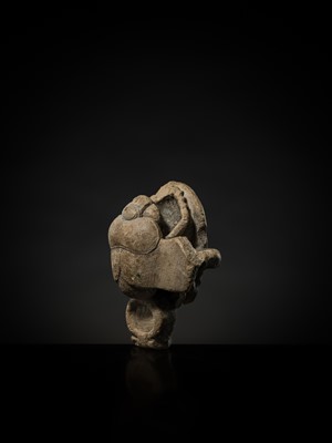 Lot 32 - AN INDURATED LIMESTONE FIGURE OF A WINGED SCARAB, KHEPRI, MIDDLE KINGDOM TO LATE PERIOD