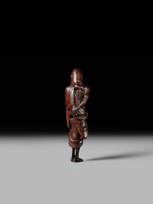 Lot 86 - A VERY RARE AND SUPERB WOOD NETSUKE OF THE WITCH OF ADACHIGAHARA