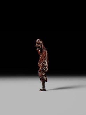 Lot 86 - A VERY RARE AND SUPERB WOOD NETSUKE OF THE WITCH OF ADACHIGAHARA
