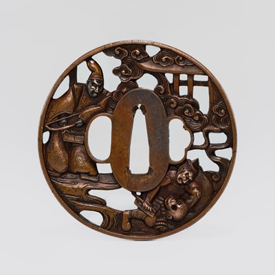 Lot 1143 - A SUKASHI SUAKA TSUBA OF INO HAYATA SLAYING THE NUE