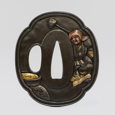 A FINE SHIBUICHI ‘DRUNKEN SHOJO’ TSUBA