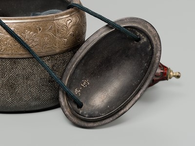 Lot 45 - HORAKU: A RARE LACQUER, METAL AND EBONY WOOD TONKOTSU