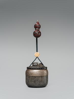 Lot 45 - HORAKU: A RARE LACQUER, METAL AND EBONY WOOD TONKOTSU