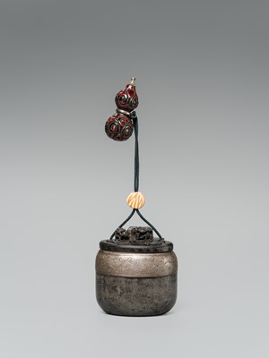 Lot 45 - HORAKU: A RARE LACQUER, METAL AND EBONY WOOD TONKOTSU