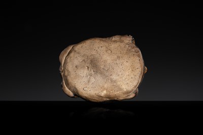 A RARE DARK BROWN GLAZED STONEWARE ‘HARE’ LIME POT, ANGKOR PERIOD