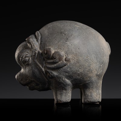 Lot 182 - A VERY RARE MAJAPAHIT TERRACOTTA PIGGY BANK, TJELENGAN