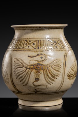 A SMALL, BROWN-GLAZED LAN NA STYLE ‘MYTHICAL BIRDS’ VASE