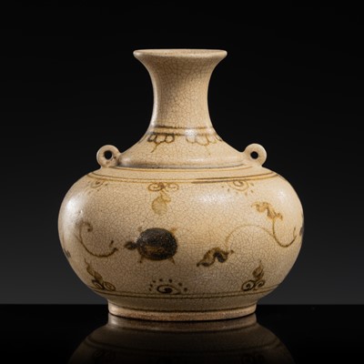 Lot 164 - A SMALL, BROWN-GLAZED KALONG WARE ‘TORTOISE’ SQUAT VASE