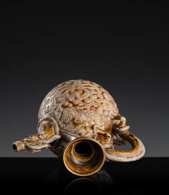 A SAWANKHALOK BROWN-GLAZED STONEWARE DRAGON EWER, 17TH–18TH CENTURY