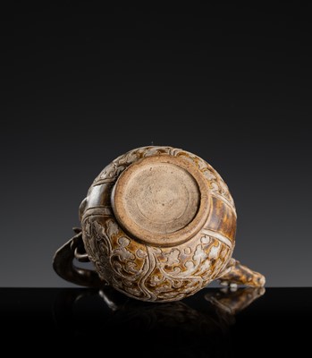 A SAWANKHALOK BROWN-GLAZED STONEWARE DRAGON EWER, 17TH–18TH CENTURY